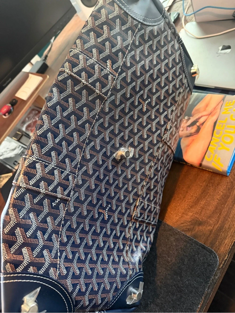 Goyard Bowling 45 Travel Duffle Dark Navy